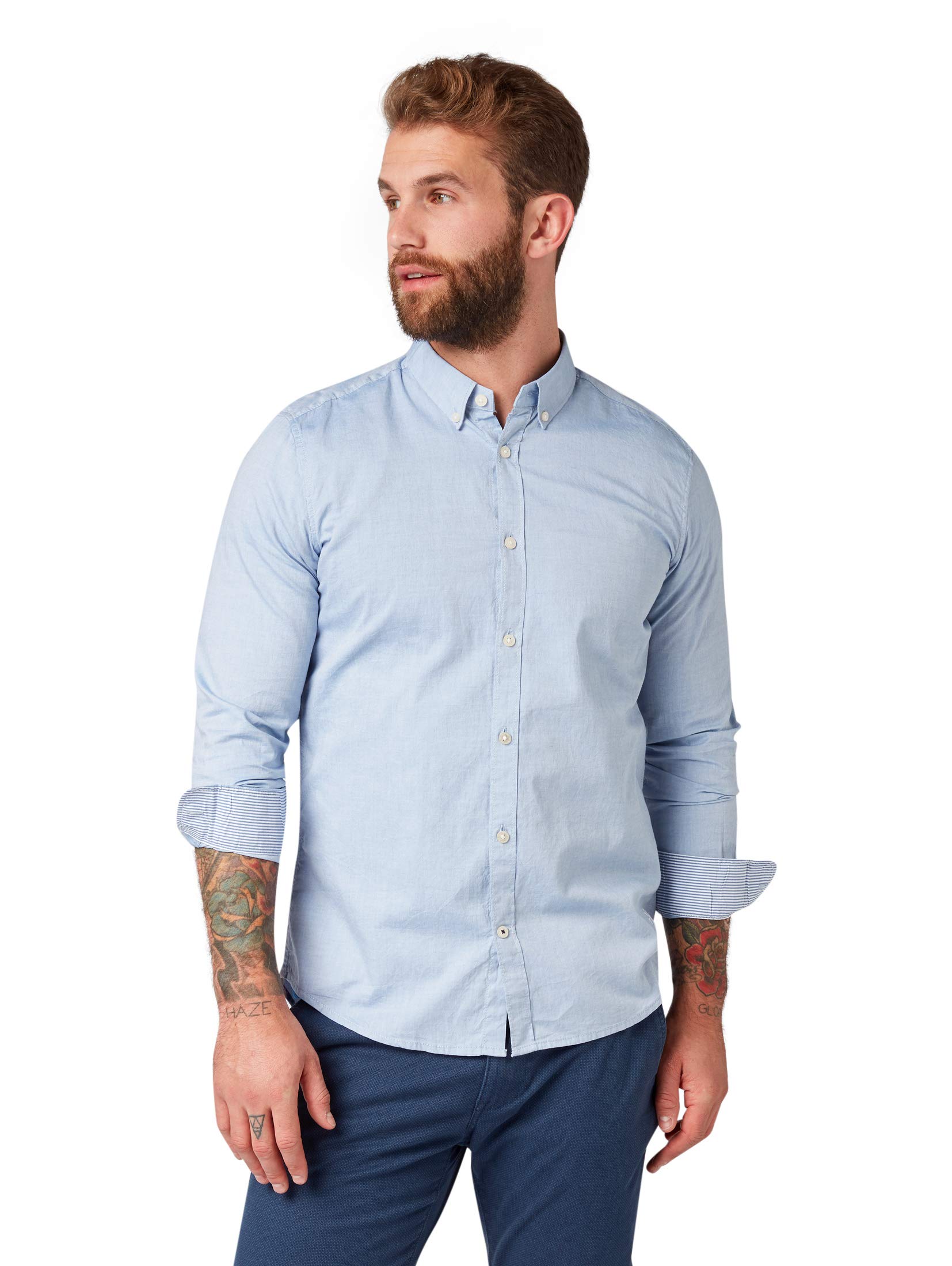 TOM TAILOR Herren 1008320 Slim Fit Hemd Aus Baumwolle, 15837 - Light Blue Oxford, XXL EU