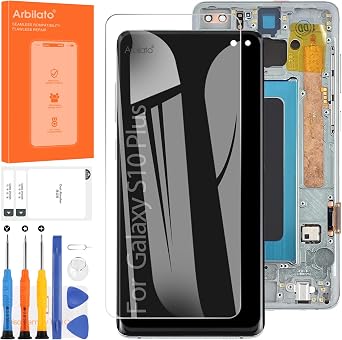 Incell Screen for Samsung Galaxy S10 Plus Screen Replacement for Samsung S10 Plus LCD Screen SM-G975F,SM-G975U Touch Display Digitizer Assembly Repair Parts with FrameSilver No Fingerprint Function