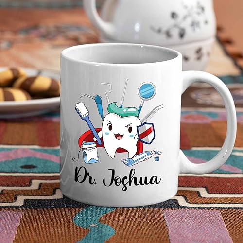 Miniatura 3 de Funny Tooth Designs - Taza de café de cerámica para dentistas, taza de café blanca personalizada para dentistas de 11 onzas, 15 onzas, taza de café