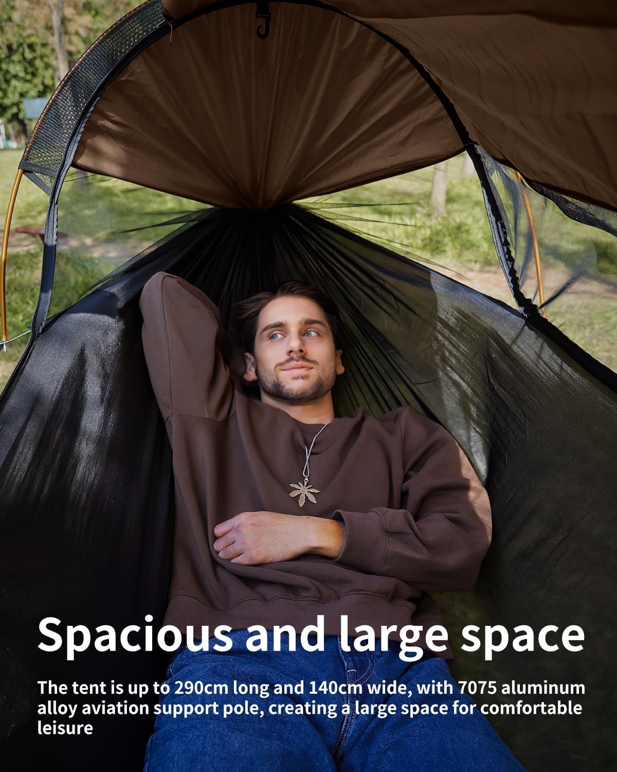 Camping Hängematte Zelt mit Moskitonetz und Sonnenschirm, 290x140CM Großer Raum, Multi-Modus Leichte Hängende Hängematten mit Baum Riemen Swing, Boden Zelt für draußen, Wandern Camping
