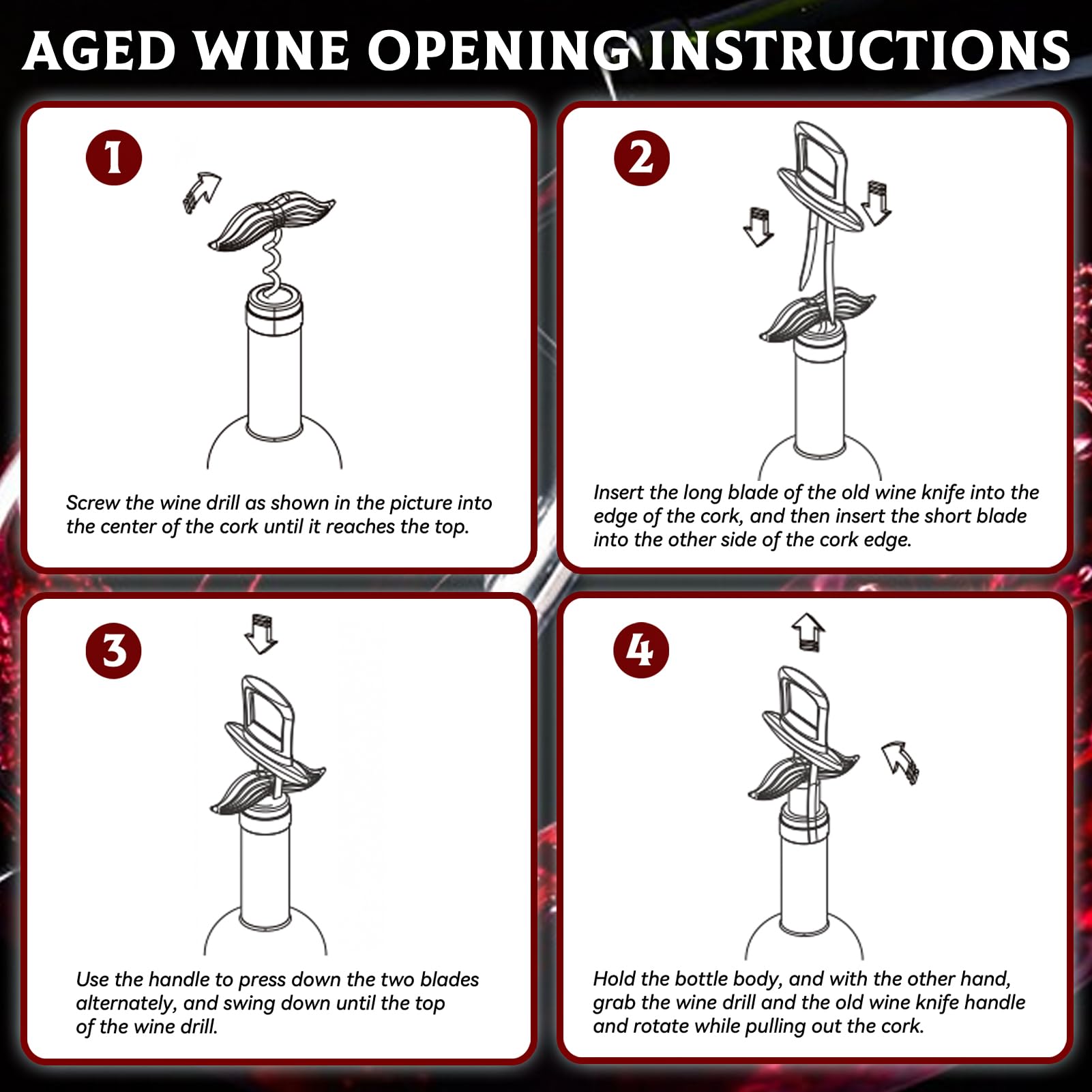 ZONSUSE Ouvre-bouteille Ao So Style Gentleman Anglais, Tire bouchon à Vin Gentleman,Tire-Bouchon Bilame pour Bouchons Fragiles de Vieux Vins,Idee Cadeau pour Collectionneurs de Vin