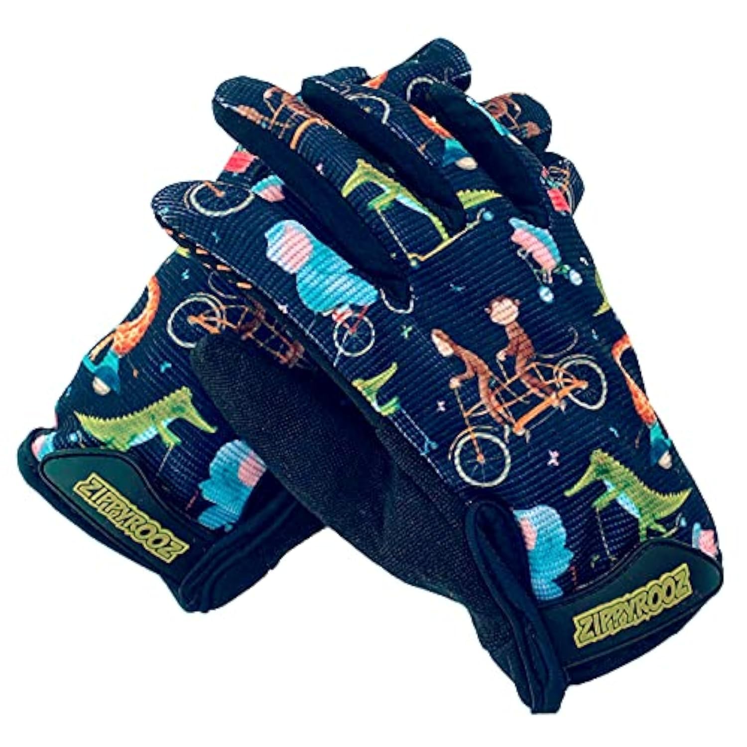 ZippyRooz Toddler & Little Kids Full Long Finger Bike Gloves (Animals, Little Kids XL (7-8))