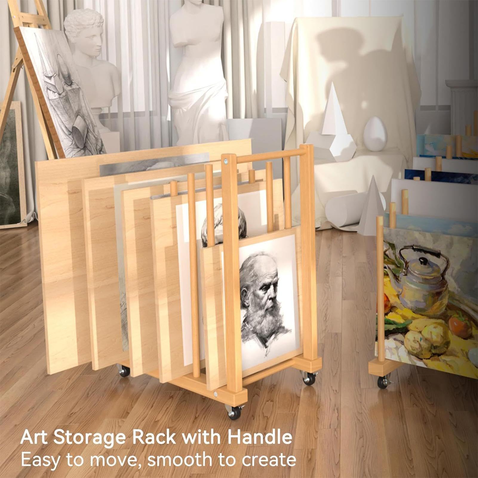 Portaoggetti per Art Canvas Scaffale in Legno Compatto Risparmia Spazio | Scaffale per Archivio Artistico Adatto a Opere d'Arte Poster Studio Scrivania Porta Artigianato Bambini Scuola Casa