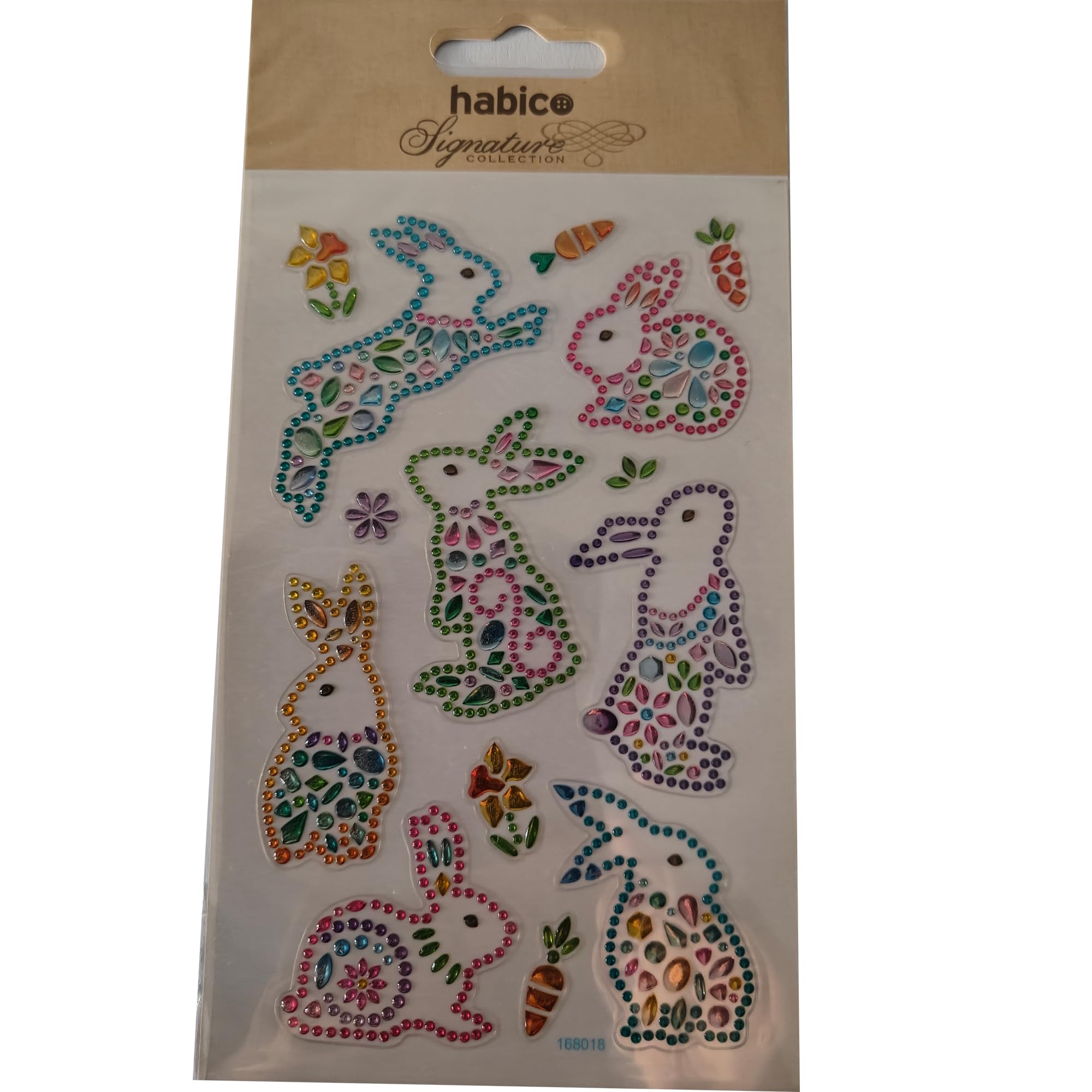 Habico Beautiful Coloured Crystal Stickers For Easter Craft And Card Making (Rabbits)