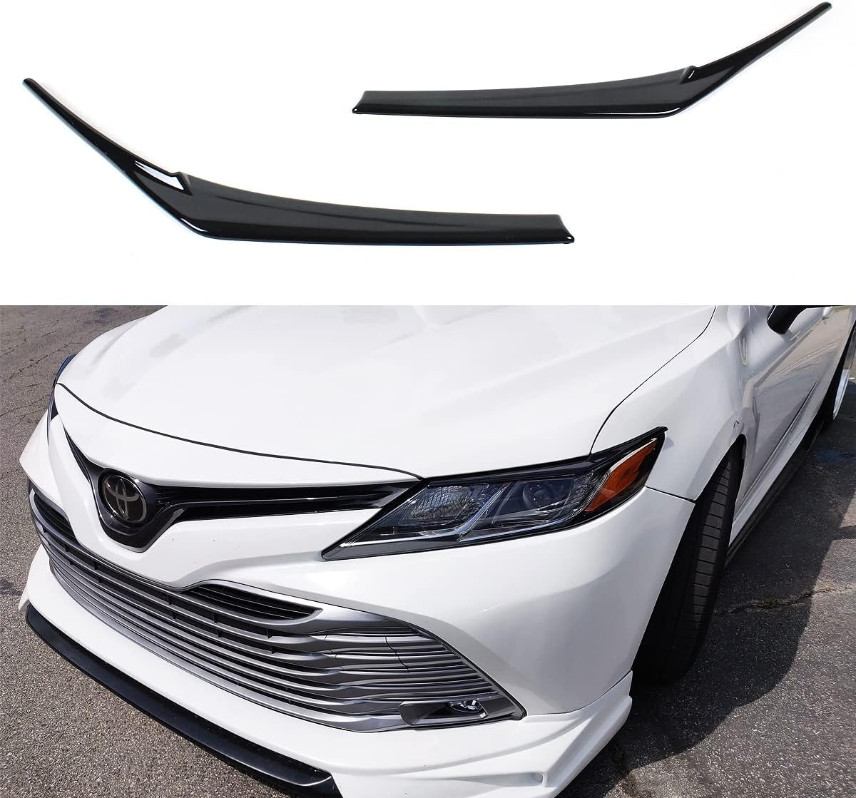 Cuztom Tuning Glossy Black Headlight Eyelid Eye Lid Cover Eyebrows Compatible with for 2018-2024 Toyota Camry LE XLE SE XSE Hybrid