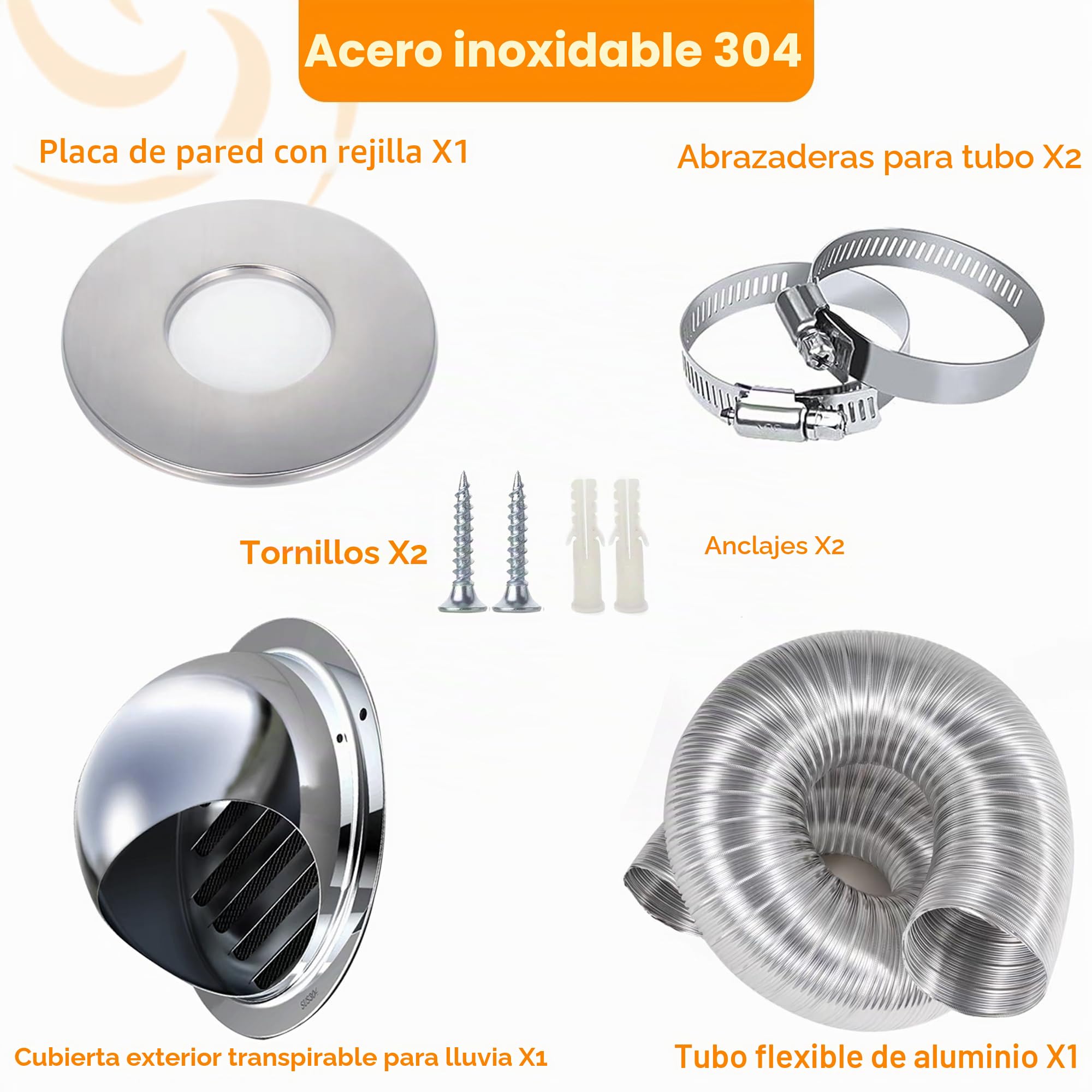 Kit de entrada de aire fresco para estufa de pellets, tubo de 2 x 60 pulgadas, cubierta transpirable y abrazaderas
