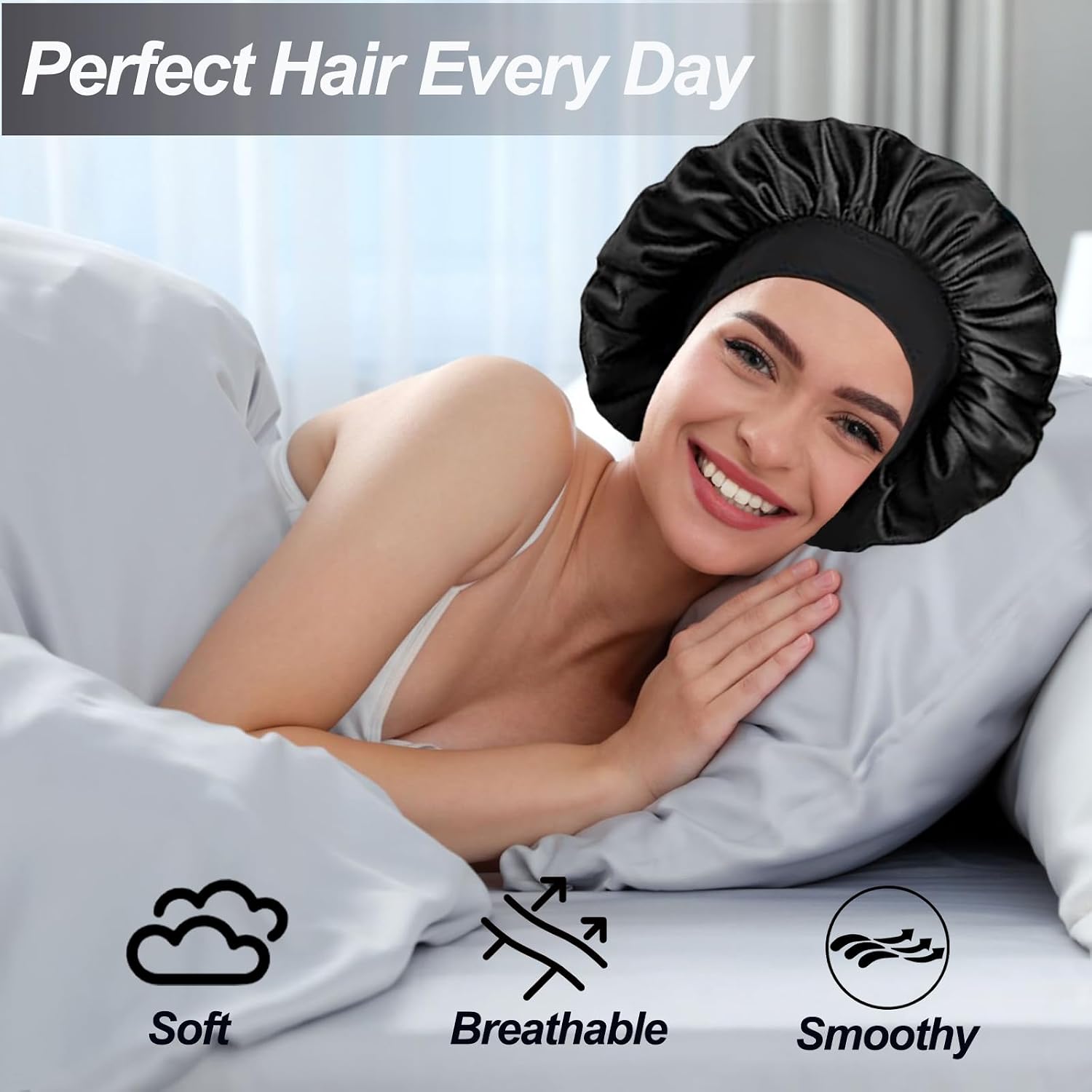 Silk Bonnet for Men Hair Bonnet for Sleeping Double Layer Satin Bonnets for Black Women Curly Hair Braids