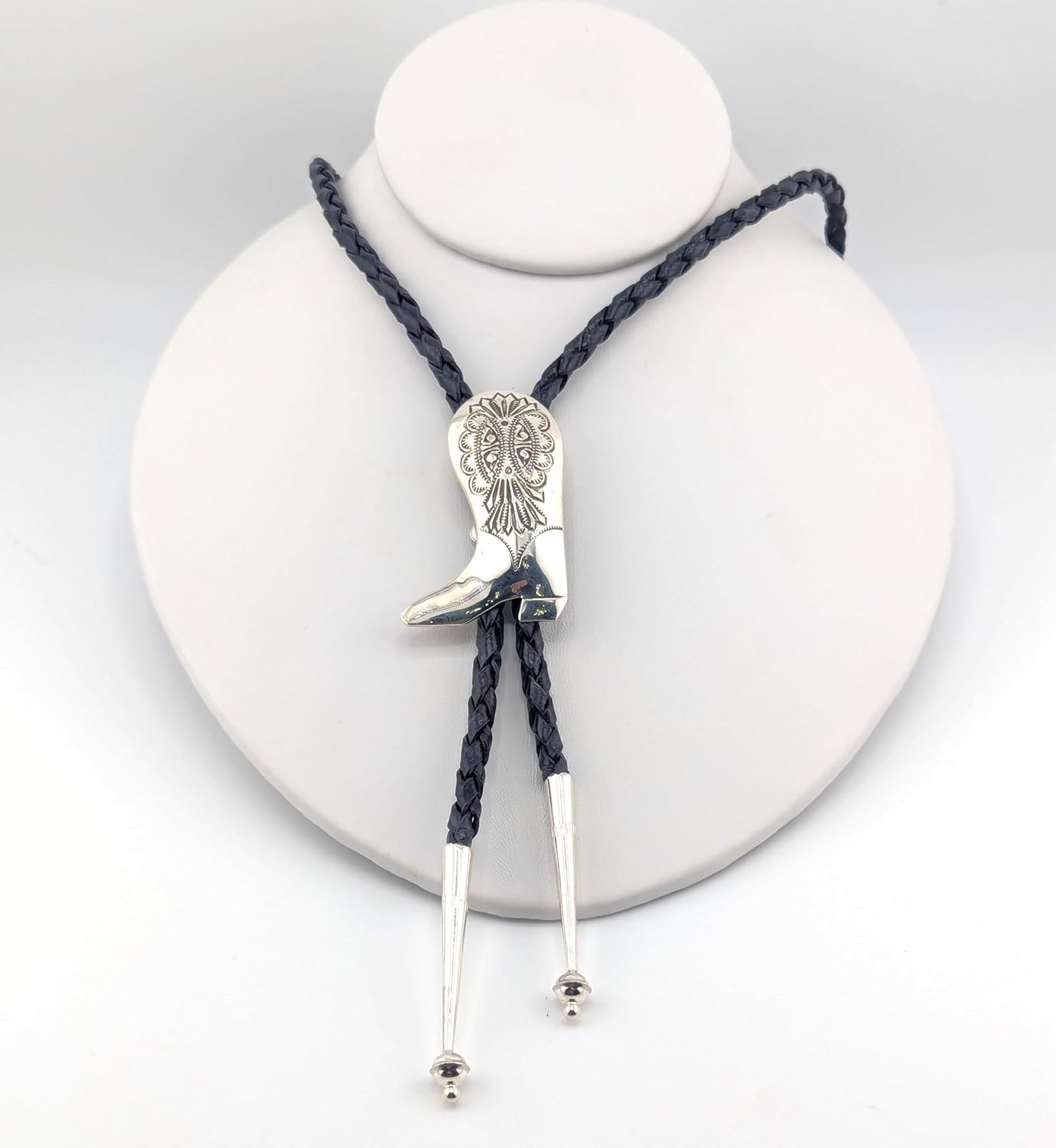 Bolo Tie Sterling Silver Western Cowboy Boot Native American Handmade Jewelry