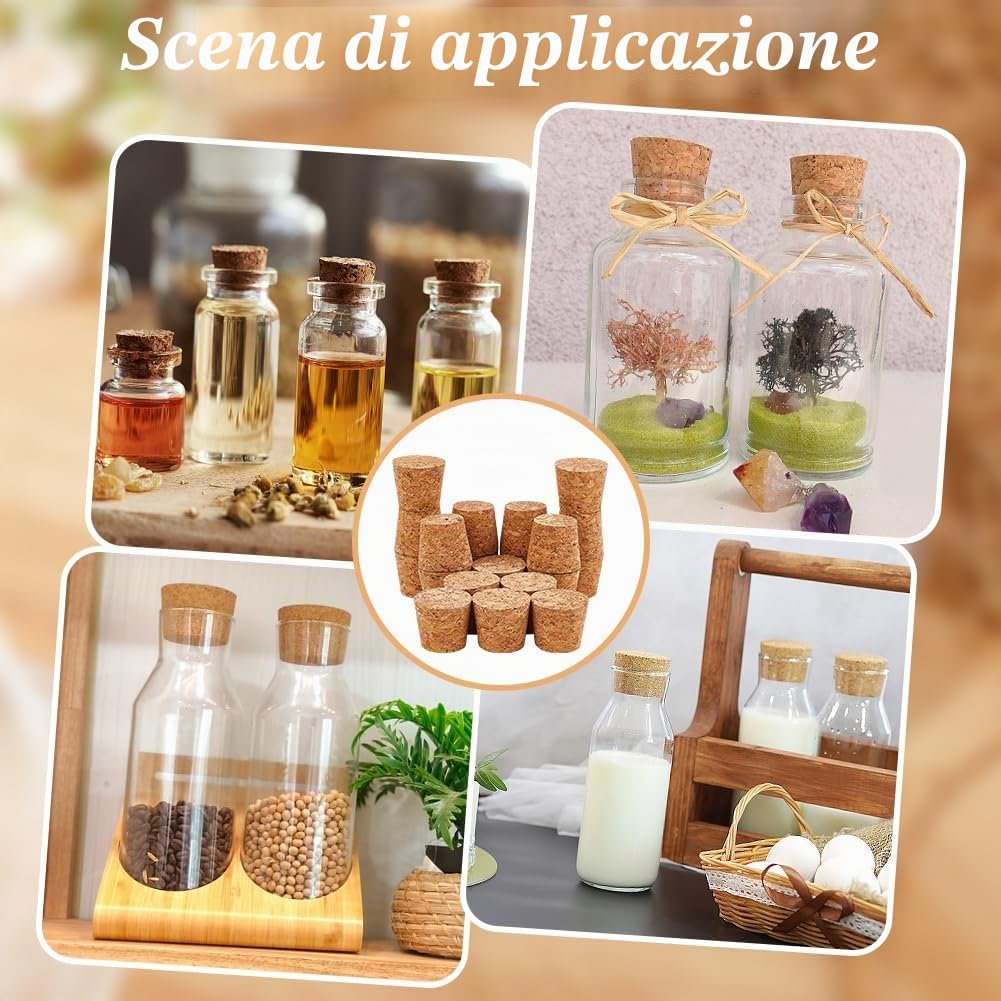 20 tappi in sughero per bottiglie, 2,7 – 3,4 x 3 cm, tappi di ricambio per bottiglie di vino, bottiglie di birra artigianale