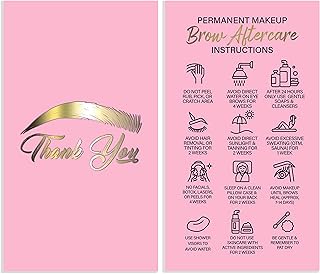 BRAWNA 100 Pck Eyebrow Aftercare Cards - PMU Brow Aftercare Cards - Microblading Aftercare Supplies - Pink