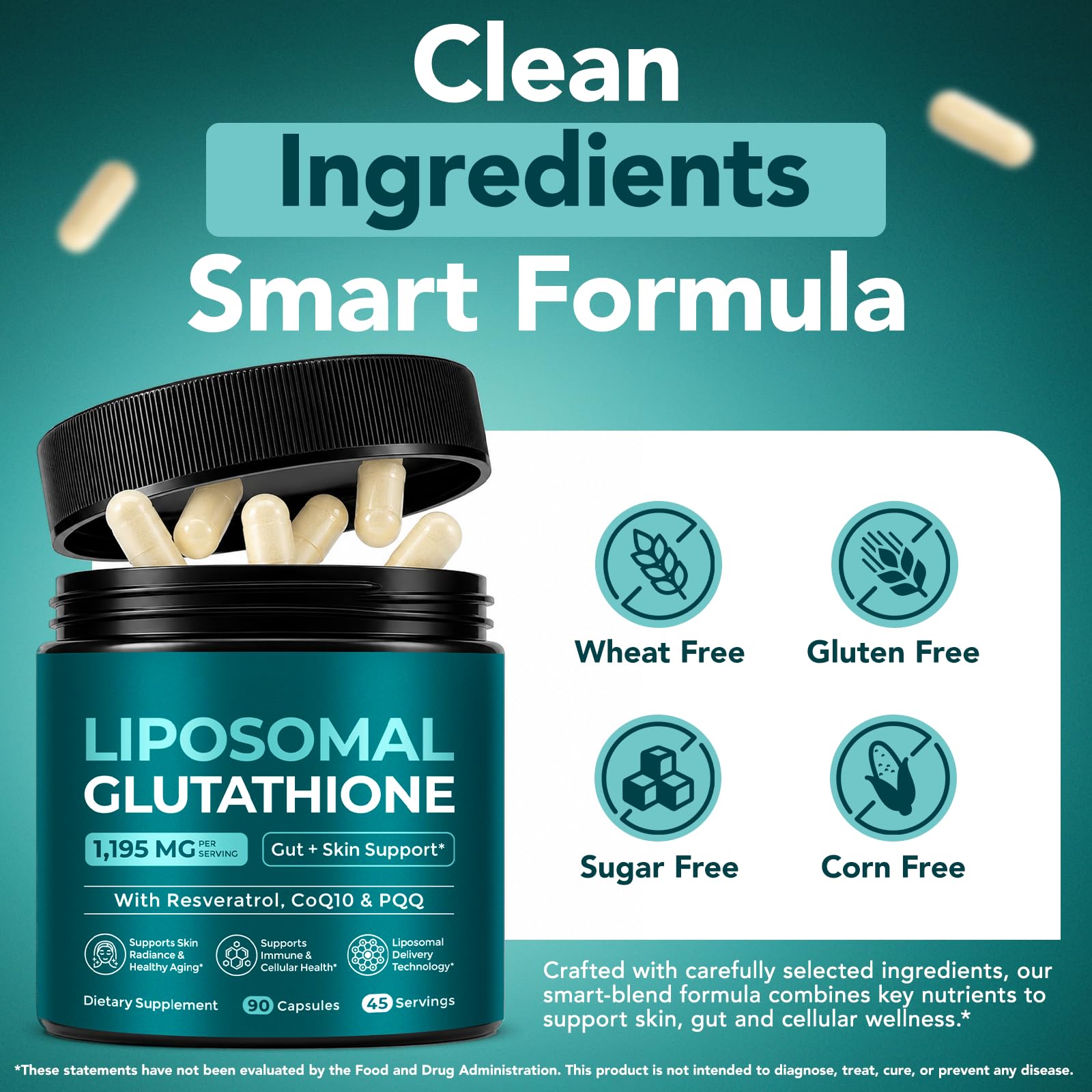 Liposomal Glutathione with Resveratrol, Vitamin C, Vitamin B2 & Selenium — Amazon image 3