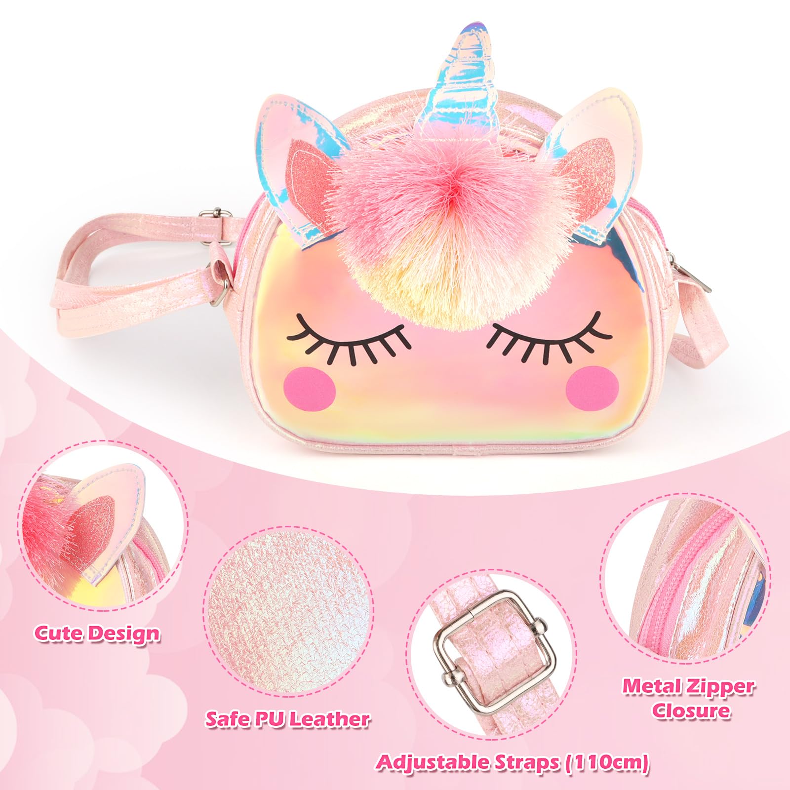 RISVOWO 19 Pièces Ensemble Bijoux Sac Licorne Cadeau Anniversaire Enfant 3-9 Ans