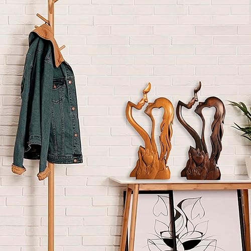 Miniatura 6 de BGCOPPER Adorno de madera para parejas besadas, escultura abstracta de retrato de pareja, estatua romántica de amor, regalo para mujeres,