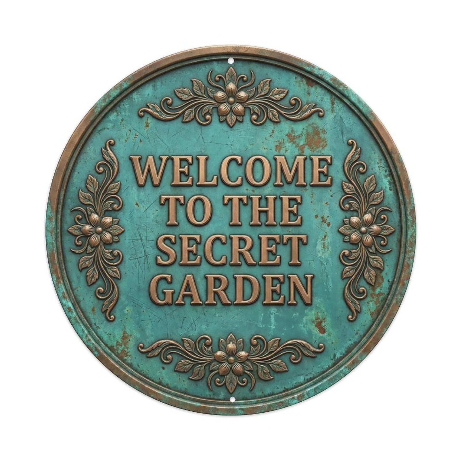 Vintage Welcome Secret Garden Floral Jasmine Metal Tin Sign