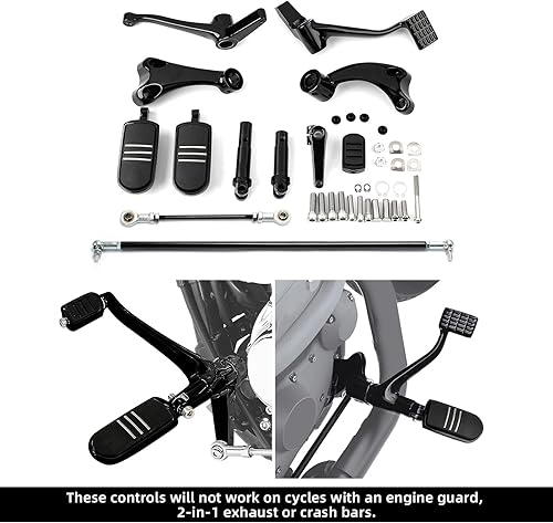 Miniatura 112 de TCT-MOTORPARTS Juego completo de clavijas de pie para Harley Sportster XL883 XL1200 1991-2003 negro 2002 2001 2000 1999 1998