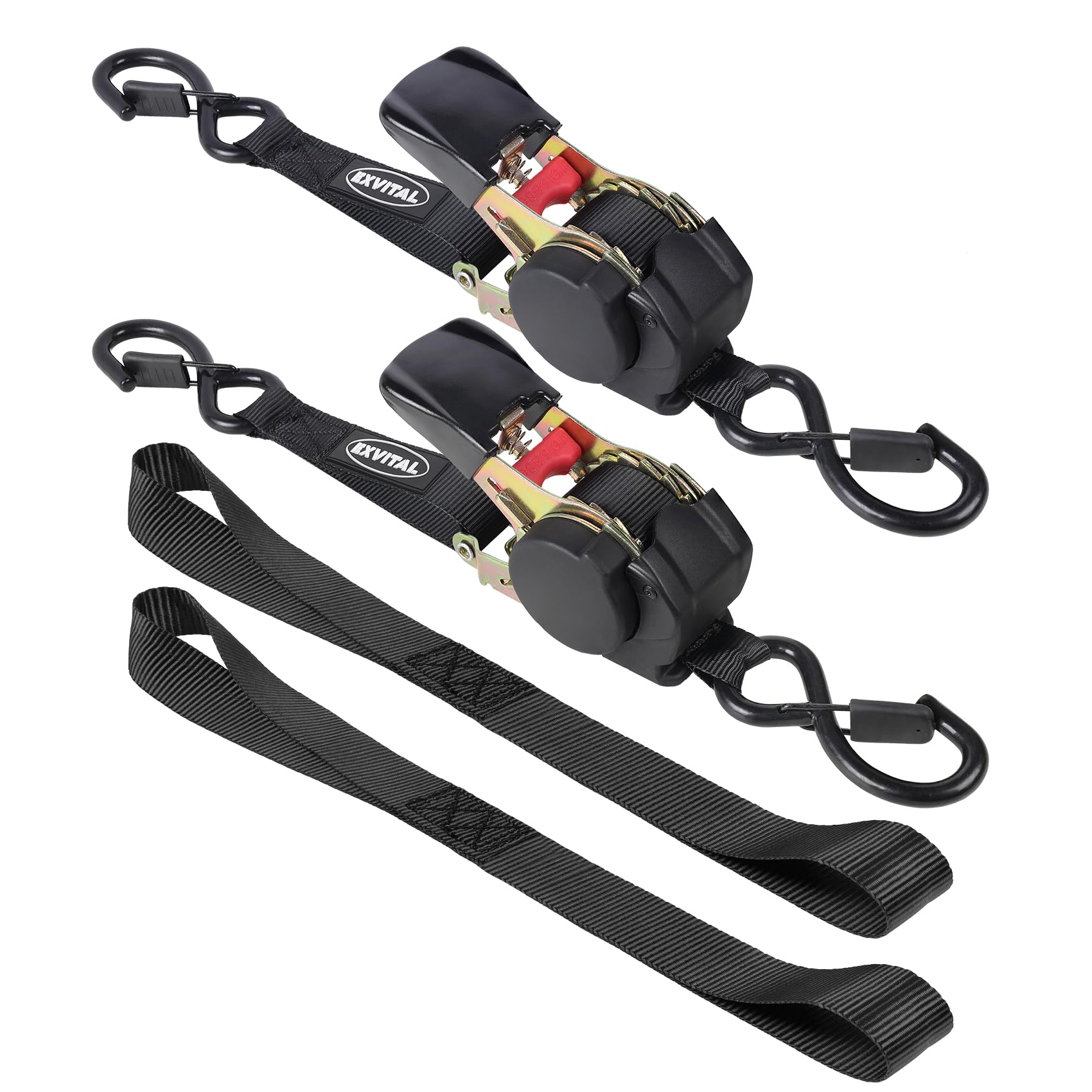 EXVITAL Retractable Ratchet Straps Havy Duty 1200lbs Break Strength
