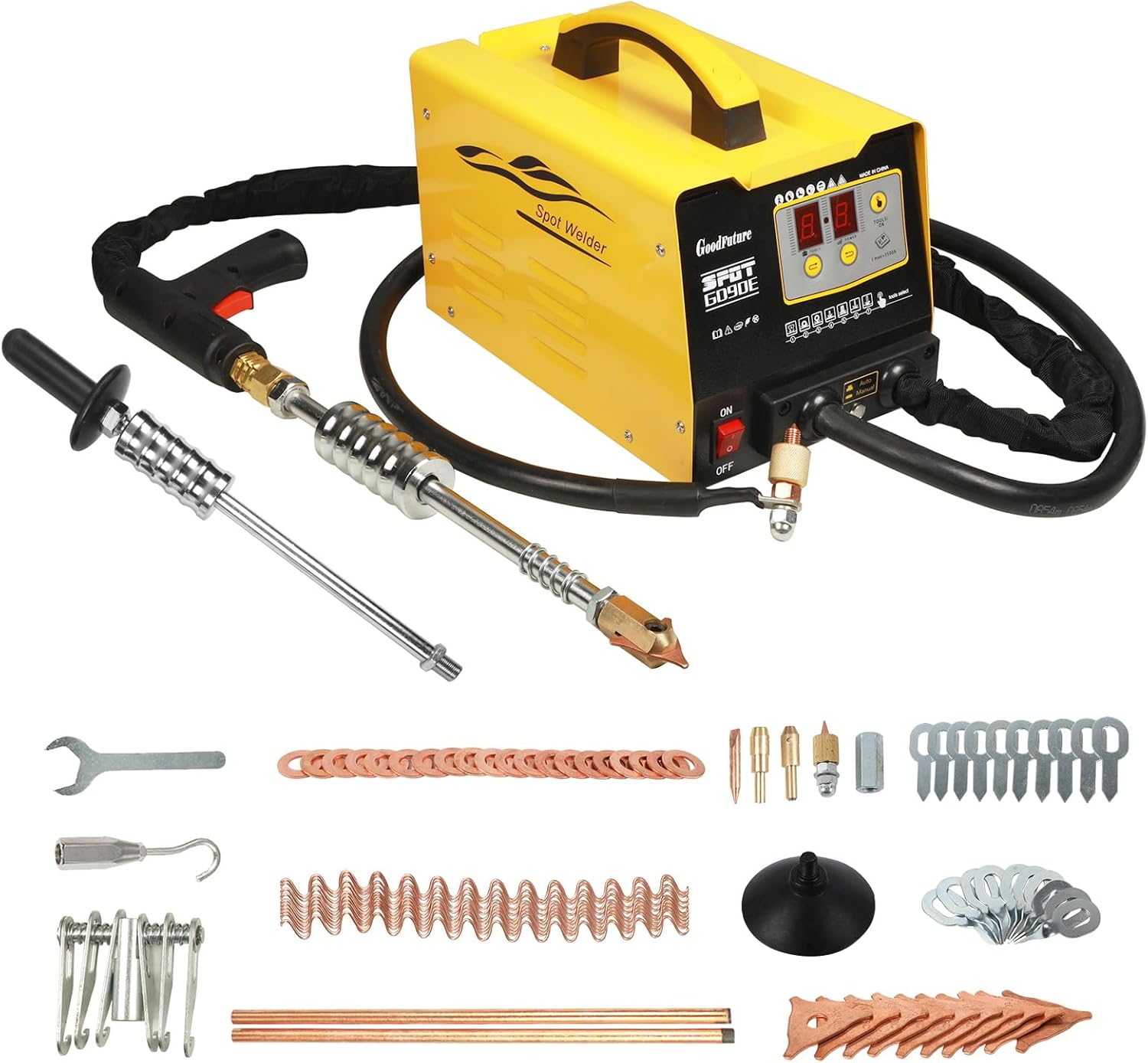 PLAYOCCAR Stud Welder Dent Repair Kit 110V, 3500A Spot Welder Dent Puller, 3KW Car Body Stud Welding Machine Multispot Bonnet Door Repair Tool Kit (3000, Watts)