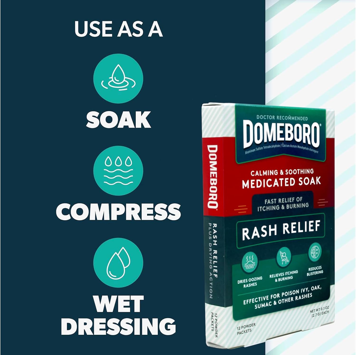 Domeboro Astringent Solution Powder Packets - 12 Packets, Pack of 5 - Image 6