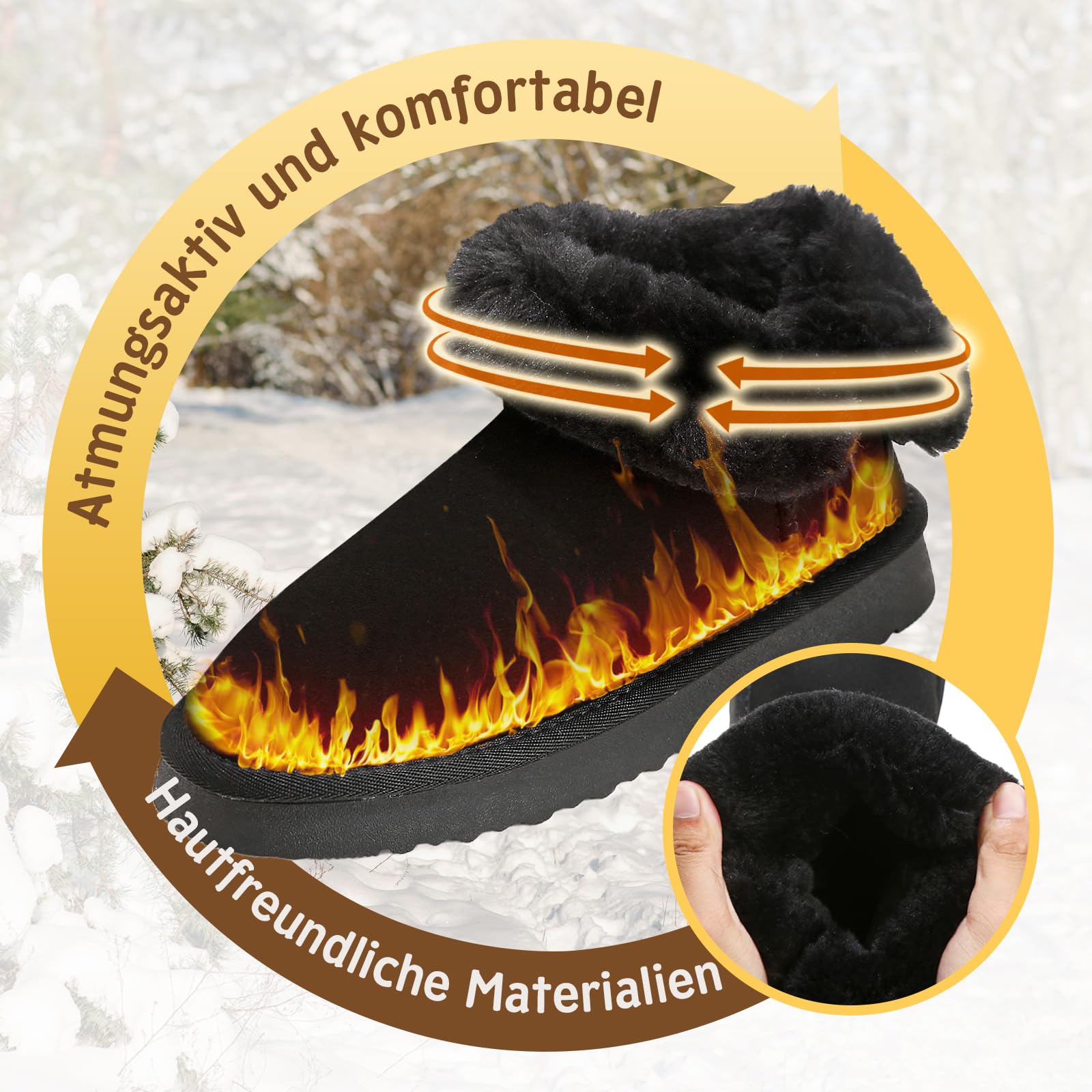 Jifenkla Stivali da Neve Donna Boots, Calde Foderata Scarpe da Invernali, Antiscivolo Stivali da Invernali, Comode Impermeabili Alti Scarpe da Neve