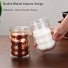 2 Pack 400ml Double Wall Glass Coffee Mugs with Spoons - Borosilicate Heat Resistant Cups for Cappuccino, Latte, Tea & Ice Cream
