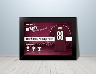 Hearts Football Fan Personalised Framed Print - Football Gift, Birthday Gift, Fan Print, Artwork, Team Kits
