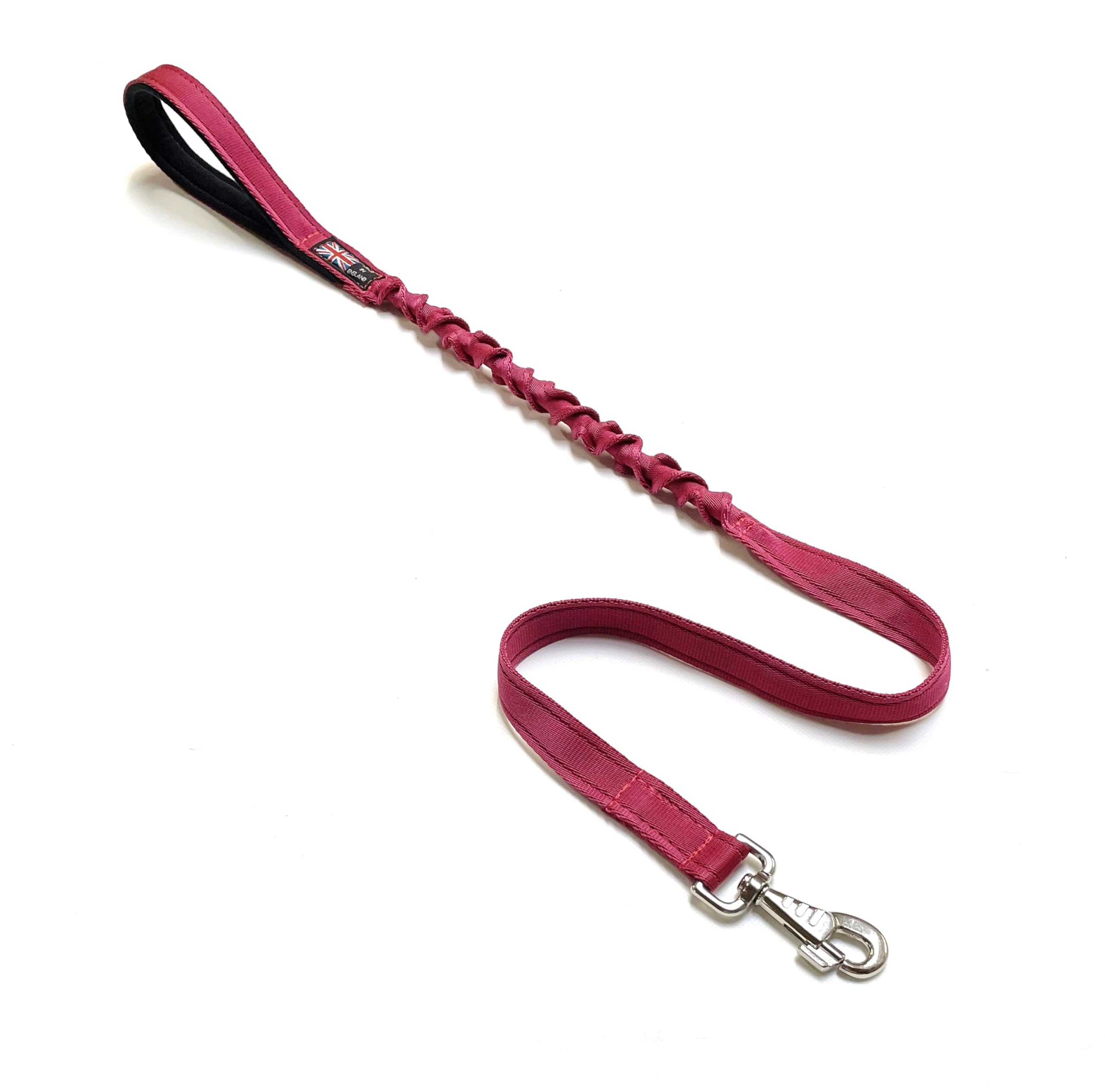 Dog Lead With Shock Absorbing Bungee Cord Training Walking Leash Soft Padded Handle (Burgundy, 76" (1.9 Metres))