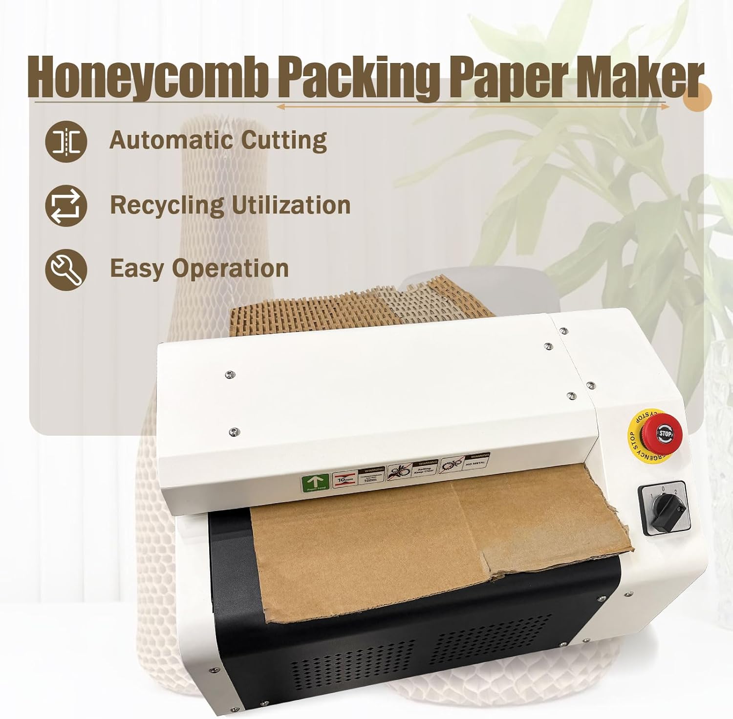 Recyclable Cardboard Cutting Shredder Machine Corrugated Box Expansion Cutting 350 MM Honeycomb Packing Paper Maker, Kraft Expanding Pad Shredder Cutter for Packaging Bubble Wrap 5m/min