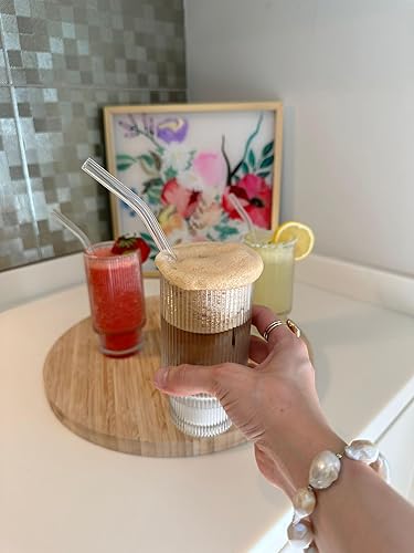 Miniatura 9 de N-FUL - Vasos acanalados de vidrio acanalado de 11 onzas, juego de 4 vasos de cristal vintage Nomad, vasos de cóctel, agua, taza de café helado,