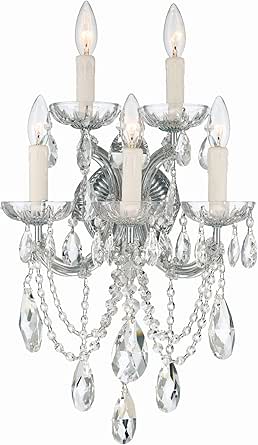 Crystorama 4425-CH-CL-MWP MARIA THERESA 5 LIGHT CLEAR CRYSTAL CHROME SCONCE I