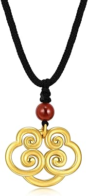 Cultural Blessing 999 24K Solid Gold Ruyi Lock Necklace for Women 92143N | 27.5", (70 CM)