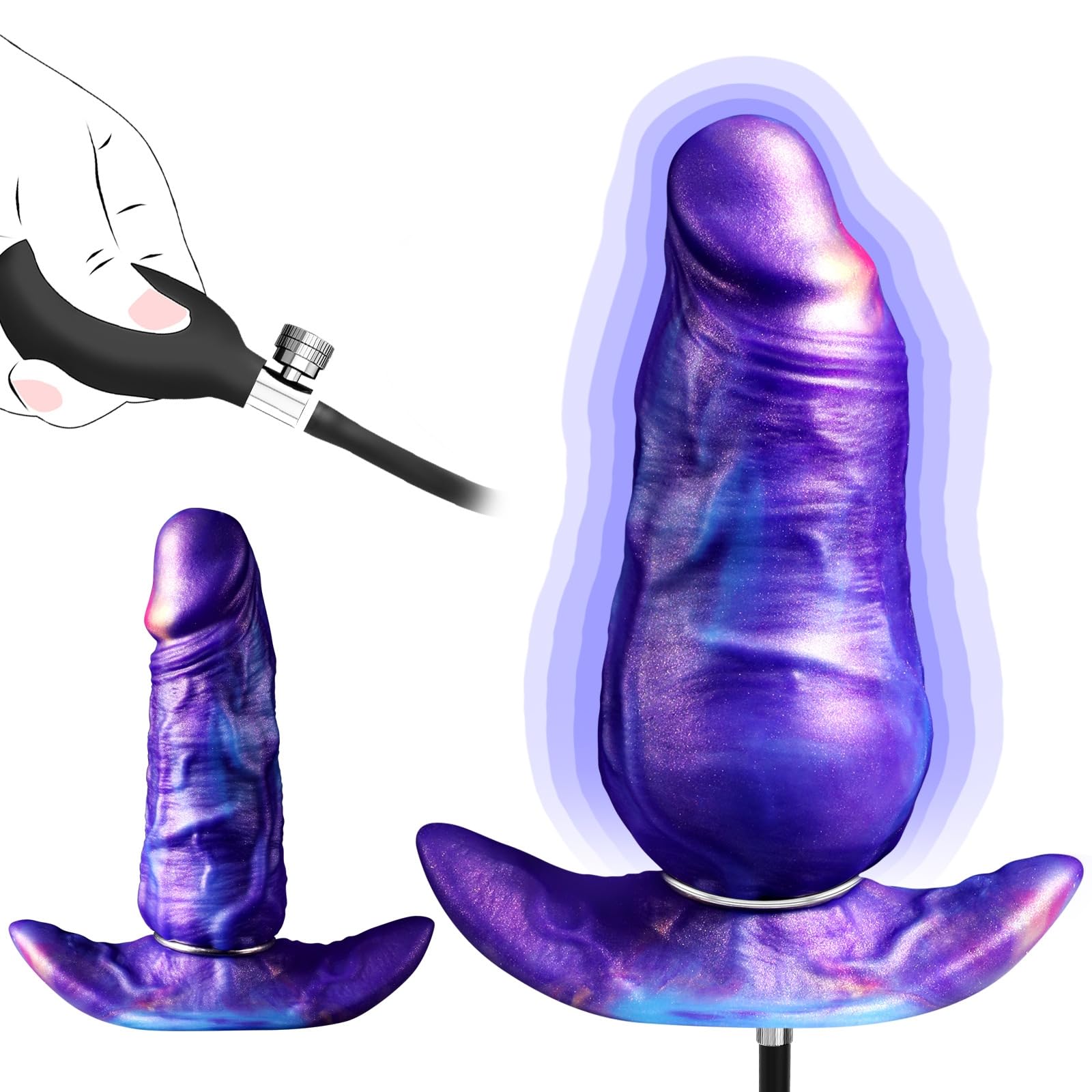 Inflatable Butt Plug Large Anal Toys, Huge Anal Plug Silicone Prostate Toy with Safe T-Shape Base, Expanding Anal Dildo Dialator Strechers Gay Sex Toys, Fantasy Stretch Toys & Realistic Dildos for Beg