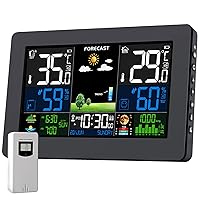 Stazione Meteo con Sensore Esterno, Barometro Digitale LCD Wireless a Colori DCF