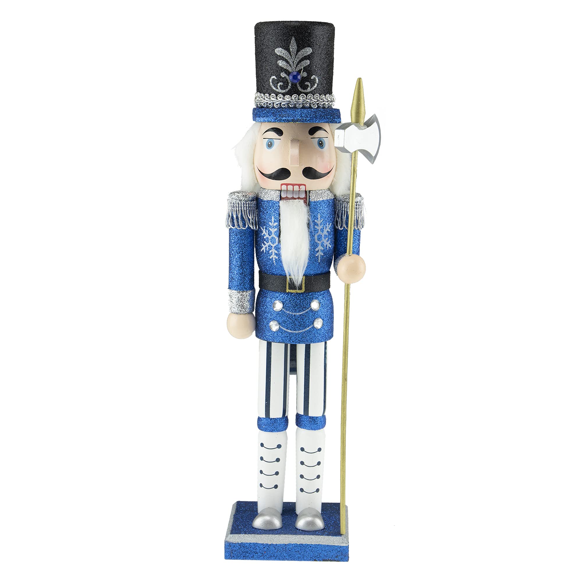 Clever Creations Blue Soldier 15 Inch Traditional Wooden Nutcracker, Festive Christmas Décor for Shelves and Tables
