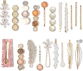 20 PCS Pearl Hair Clips Set Fashion Korean Acrylic Resin Hair Barrettes, Bobby Pins Hairpins for Women and Ladies Girls Headwear Styling Tools, Hair Accessories for Decorative Party Wedding