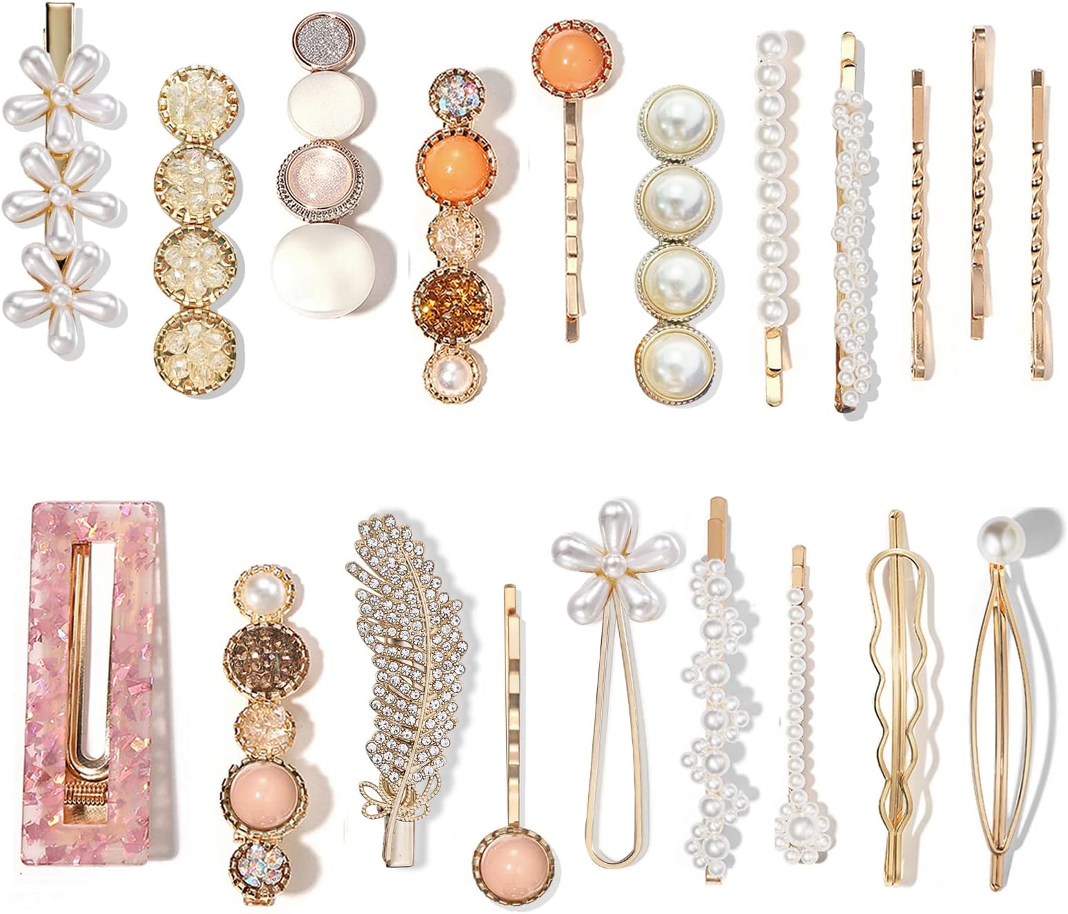 Mehayi 20 PCS Pearls Hair Clips Fashion Korean Style Acrylic Resin Hair Barrettes Hair Clip Hairpins for Women and Ladies Girls Headwear Styling Tools Hair Accessories