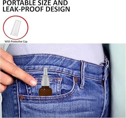 Miniatura 6 de VIGOR PATH Pulverizador nasal de vidrio de 1 oz Solución vacía, recargable, tamaño de viaje para aplicaciones salinas Construcción de vidrio de