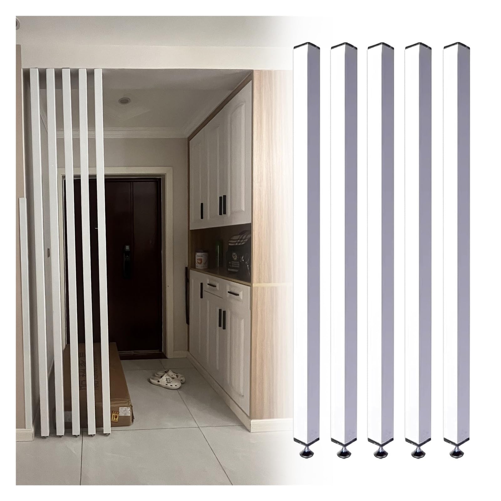Séparateur de pièce à lattes bois réglable 1,5m pour bureau et salon