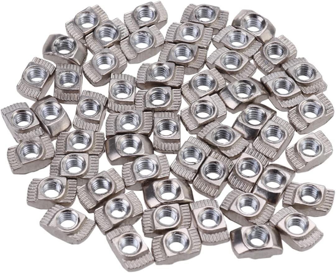 VGOL 50PCS T-Slot Nut With Spring Sheet For European Standard 3030 Series Aluminum Profiles M8 Internal Thread 8mm Groove Depth Carbon Steel