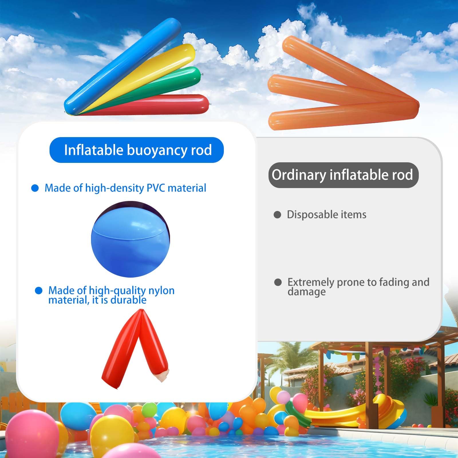 Flotteurs Gonflables Courbés – Accessoires Été Piscine Et Plage – Légers Et Résistants