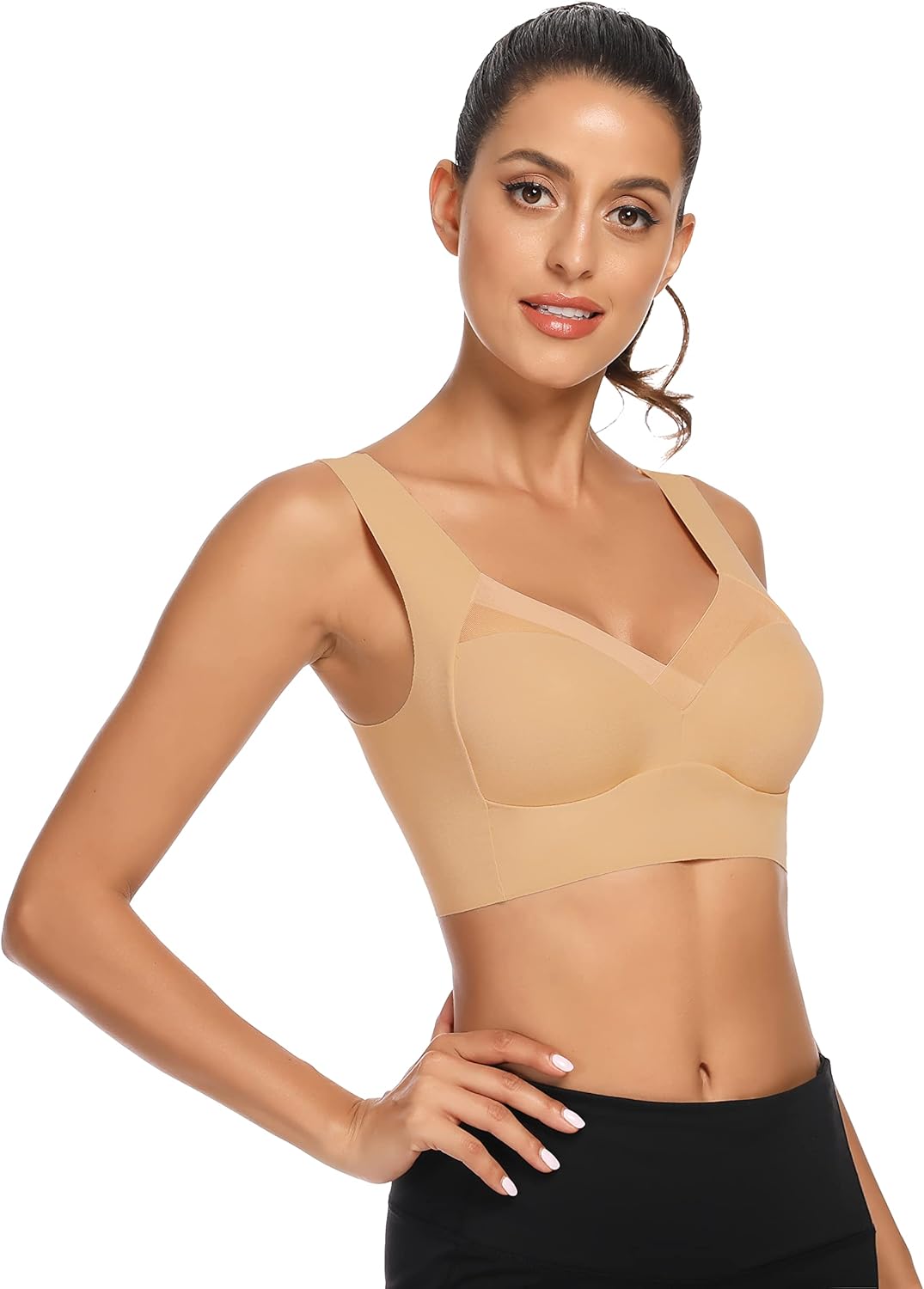 WOWENY Seamless Bras for Women Sleep Leisure Sports Yoga Bra Padded Wireless Thin Soft Comfy Pullover Tops Plus Size - Image 3