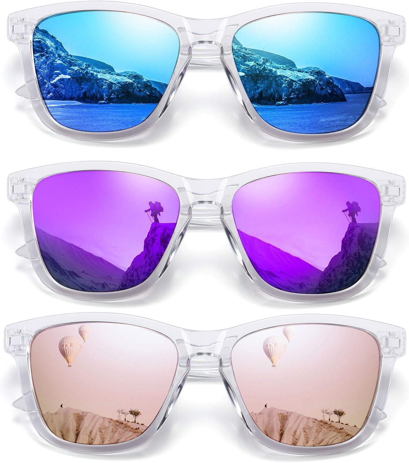 Polarized Sunglasses for Women Men Trendy Classic Retro Designer Style Fashion UV400 Protection 3 PACK