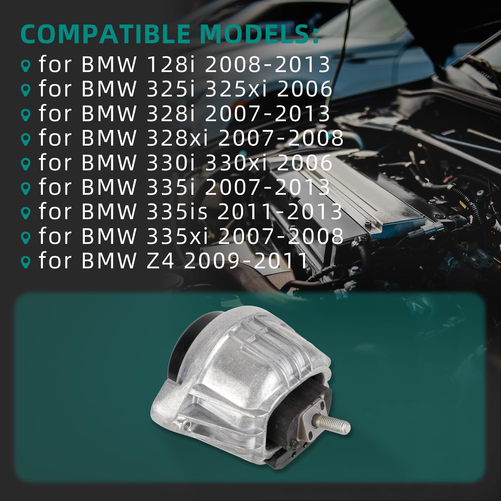 AUTOKAY Engine Motor Mounts 2-Pack - For BMW 128i 325i 328i 335i 2006-2013 Models