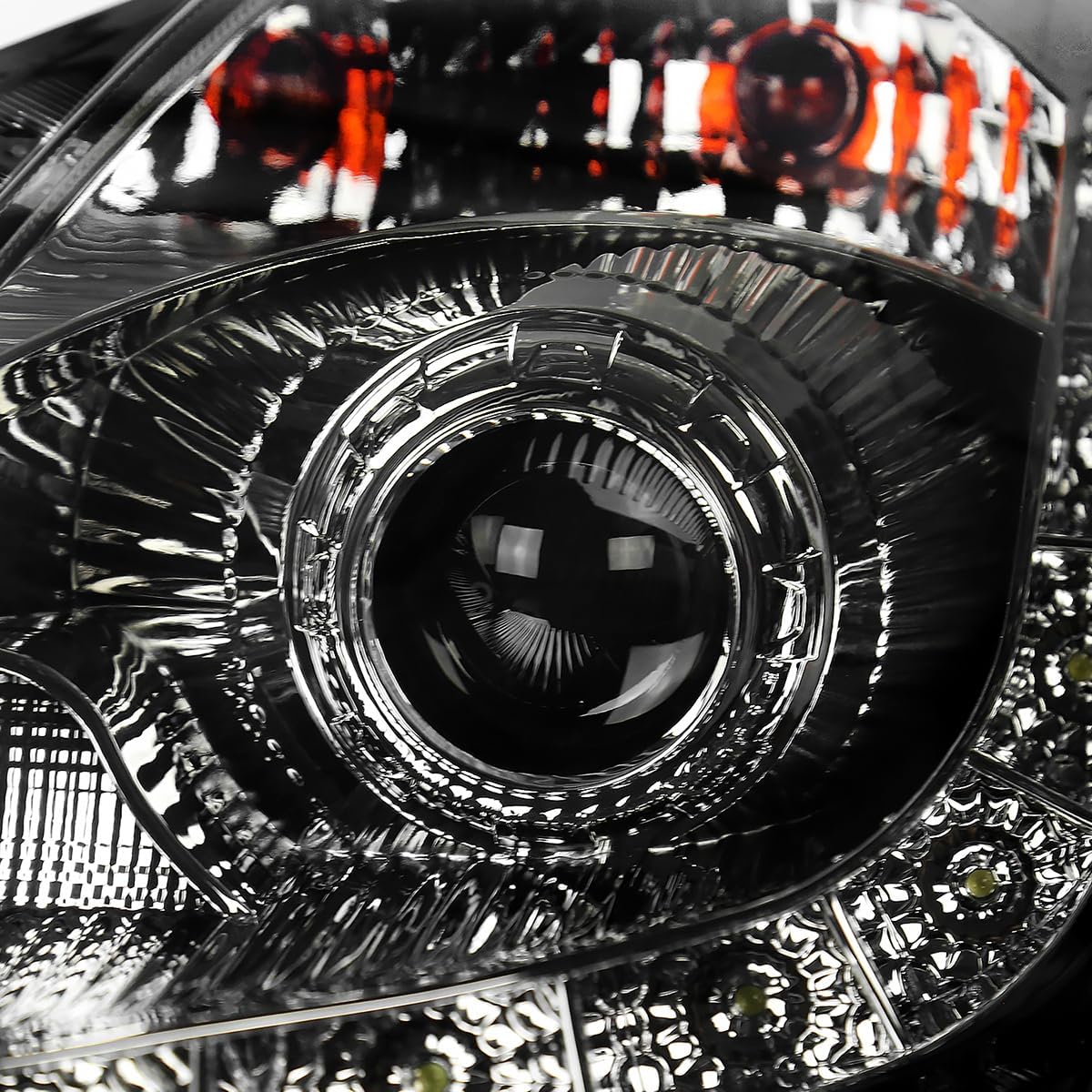 SPEC-D TUNING Smoke LED Projector Headlights Compatible with 2006-2009 Nissan 350Z with Factory HID Headlight, Left + Right Pair Headlamps Assembly