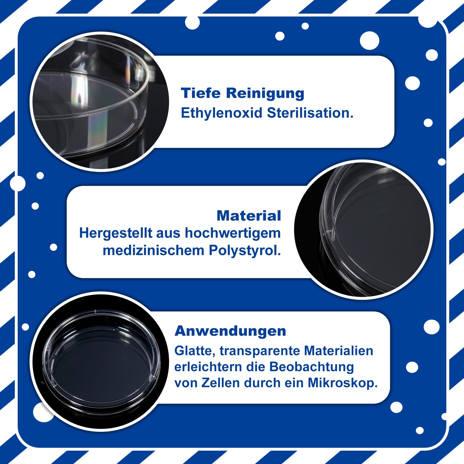 30 Stück Petrischalen, Petrischalen Kunststoff 90mm, Petrischalen Kunststoff Mit Deckel, Labor Kulturschale, Bakterien Petrischalen Für Schulen Und Laborkultur Bakterienhefe