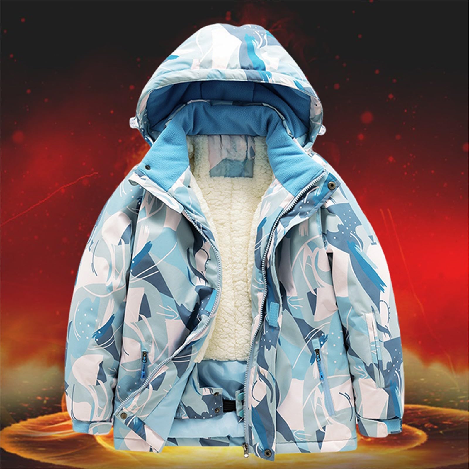 Chaqueta cálida de invierno para niños y niñas, abrigo con capucha y forro polar resistente al viento, abrigo grueso para niños, cómodo, ropa de abrigo para niños, traje de nieve casual