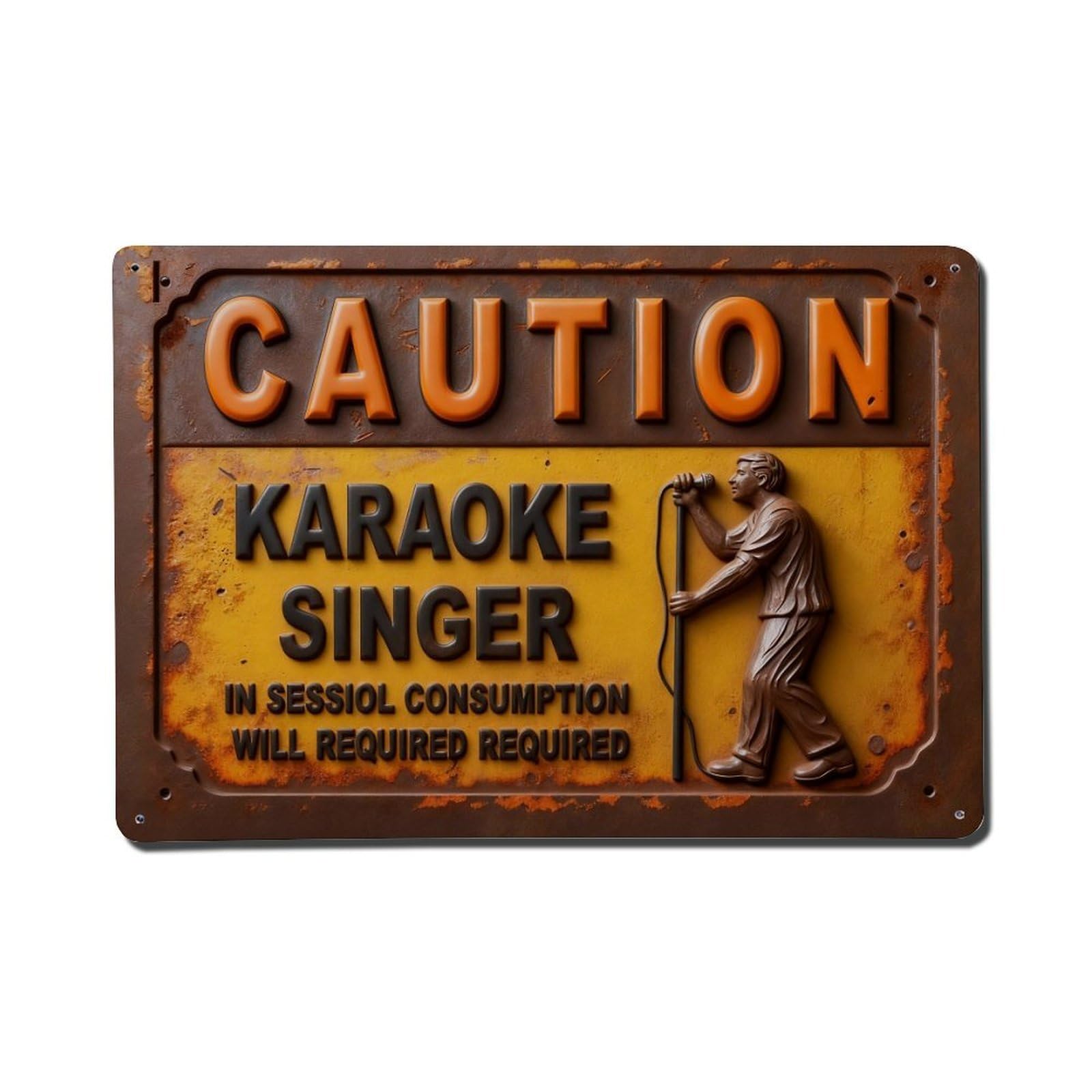 Caution Karaoke Singer Sign Pattern Metal Tin Sign Plaque