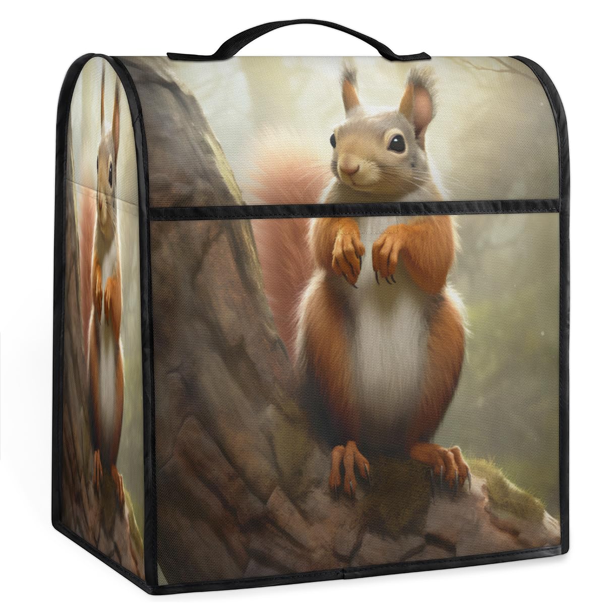 Coffee Maker Cover Cute Squirrel Kitchen Appliance Covers Small Appliance Covers Blender Cover Juicer Cover Dust Covers for Kitchen Appliances with Top Handle and Pockets,Washable,B603