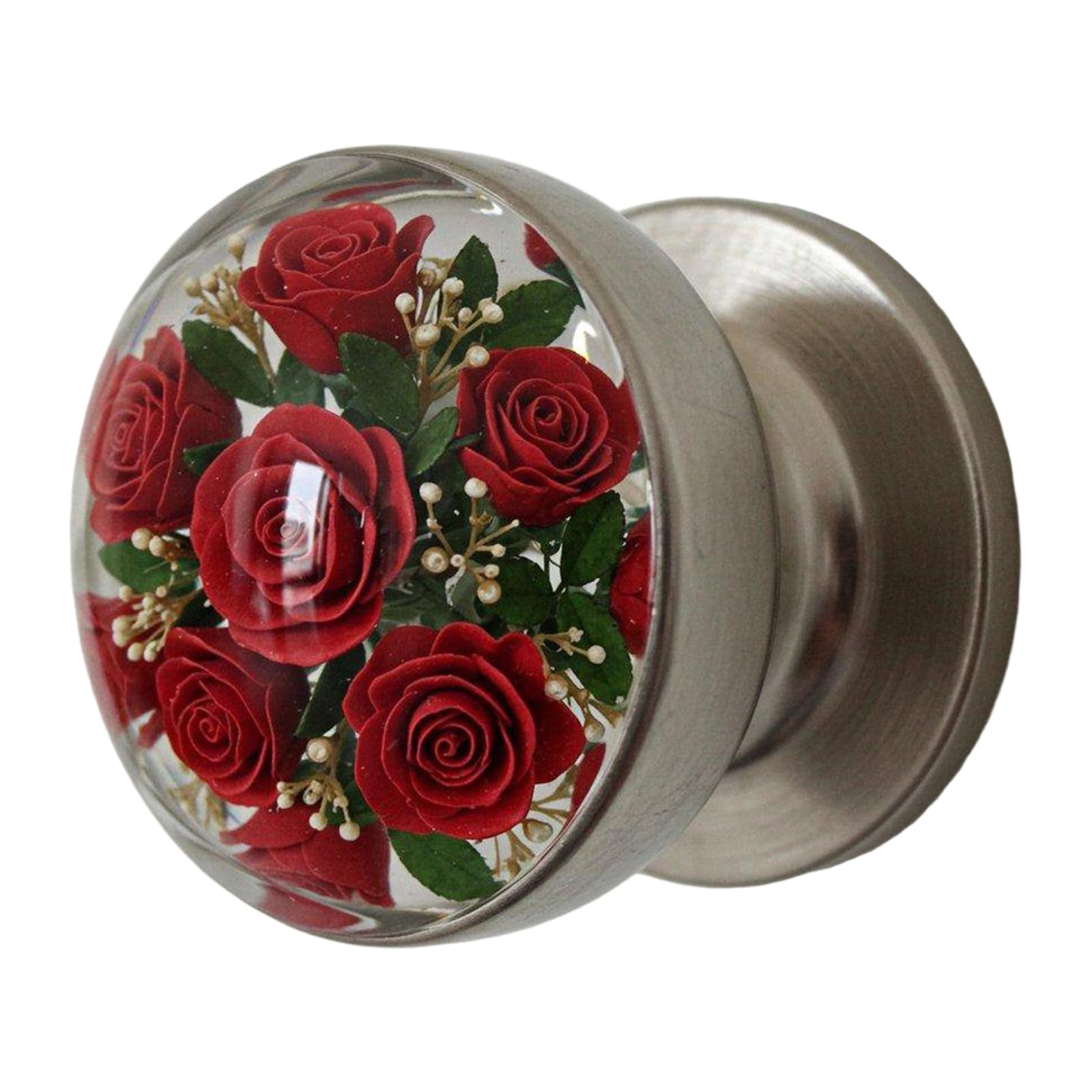 XuQiZZpp Handcraft Retro Resin Door Knob Crystals Clear Florals Decorative Hardware for Bedroom Nature Home Renovations