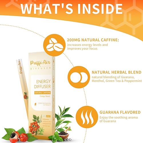 Miniatura 4 de Difusor de hierbas energéticas con guaraná, extracto de té verde, menta y mentol para aumentar la energía, 600 usos