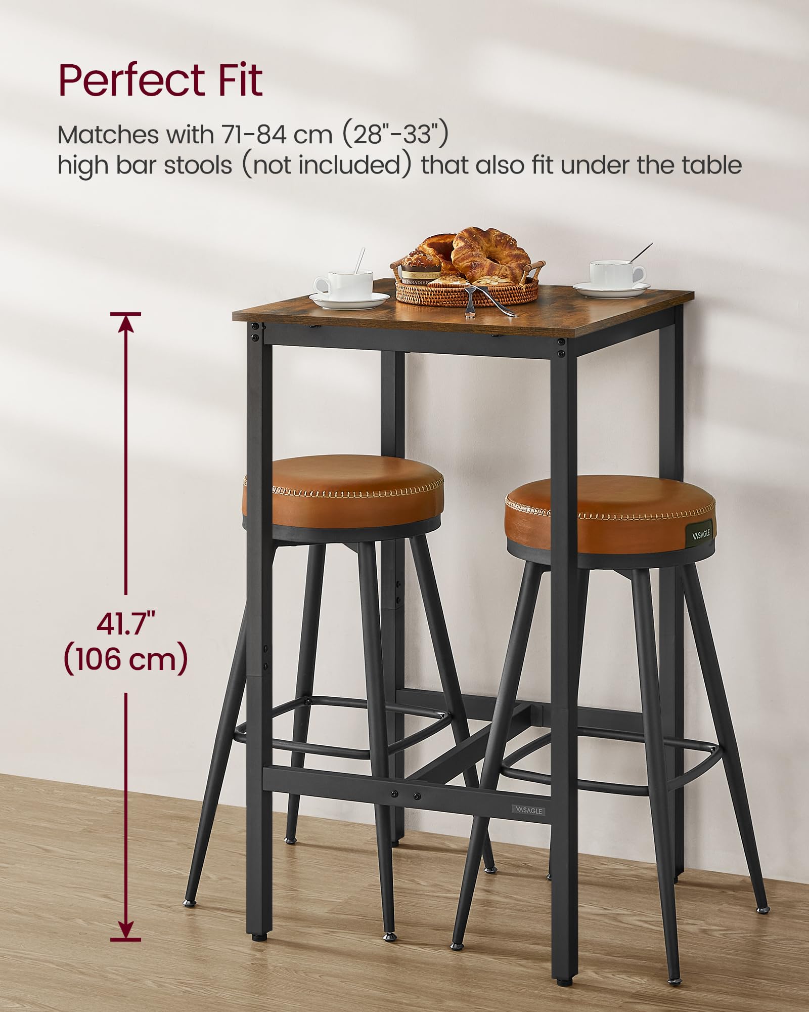 直接取引 VASAGLE Industrial Bar Table Set Amazon.com: VASAGLE Bar Table, Small Kitchen Dining Table, High